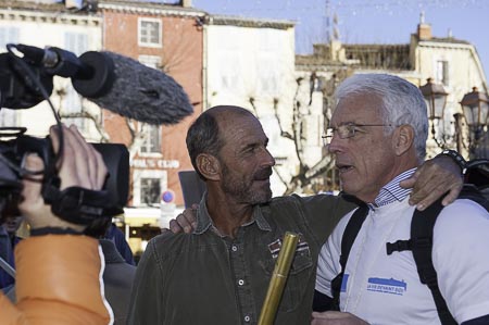 Rémy Landier, à son retour, le 10 janvier dernier, avec William Durand-Keller, le président de l'association qui l'a soutenu.